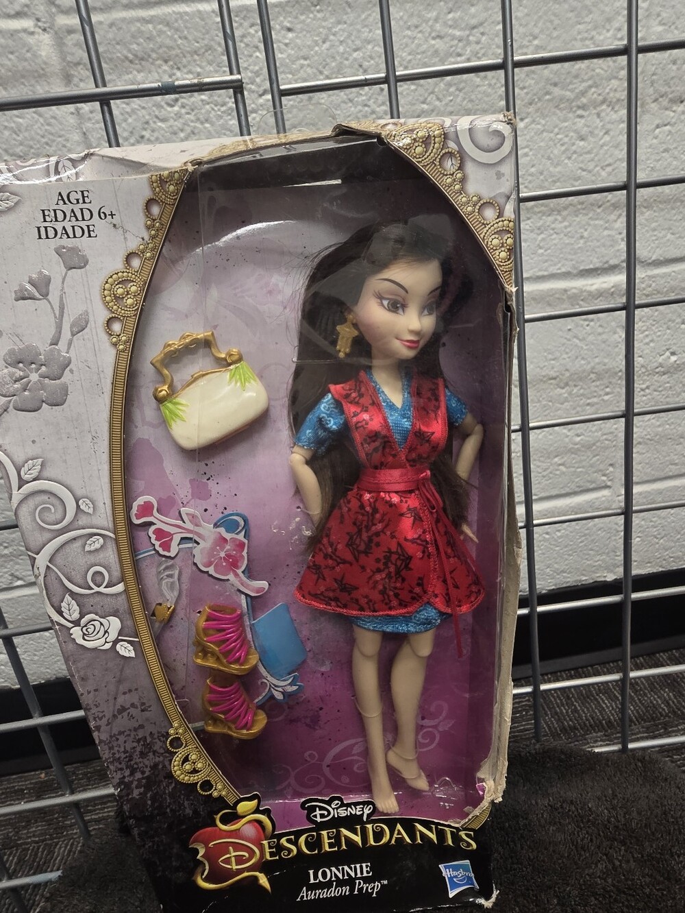 Disney Lonnie Doll in Red Dress with Blue Trim and Black Hair